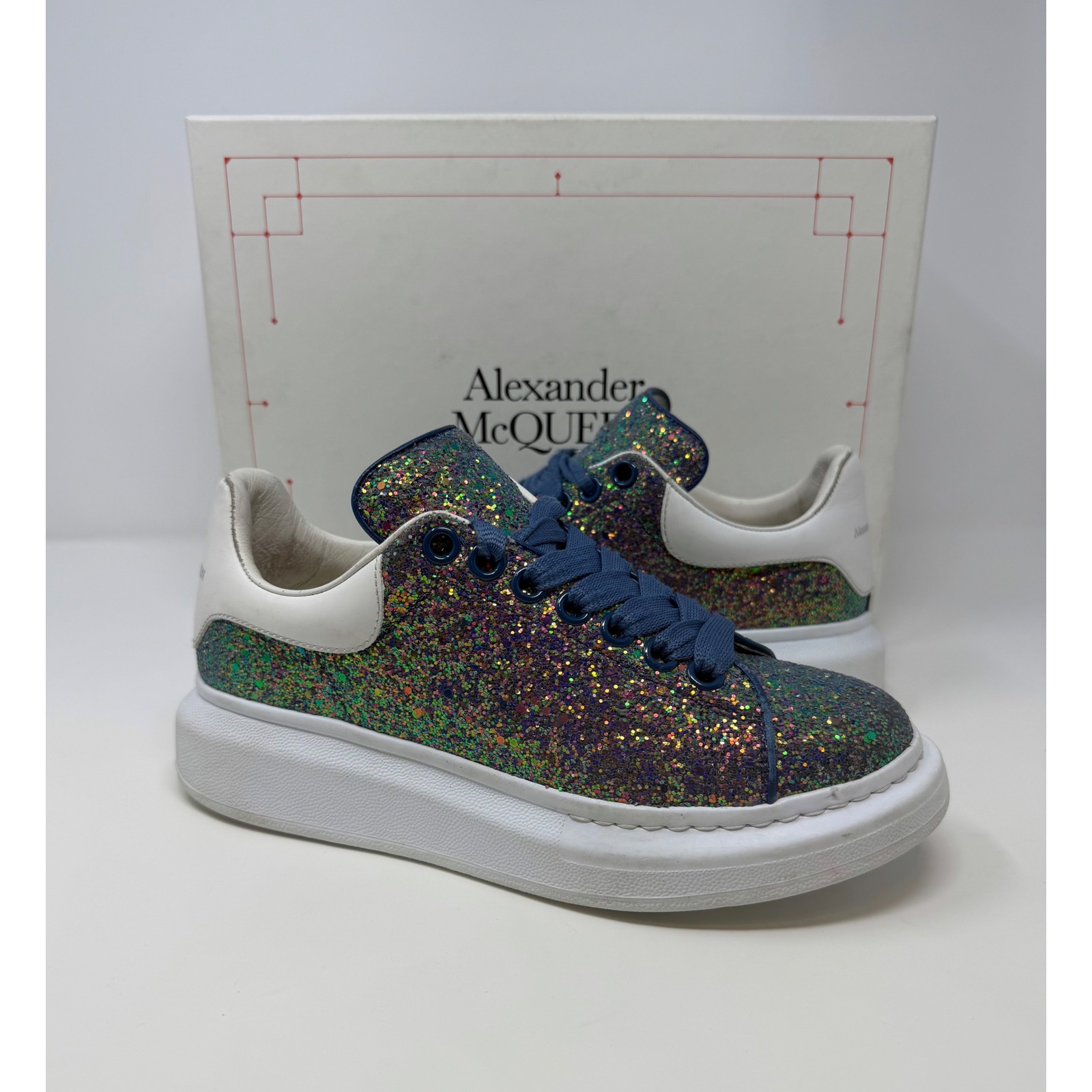 Alexander Mcqueen Oversized Glitter Sneaker Size 7 Us 37 Eu